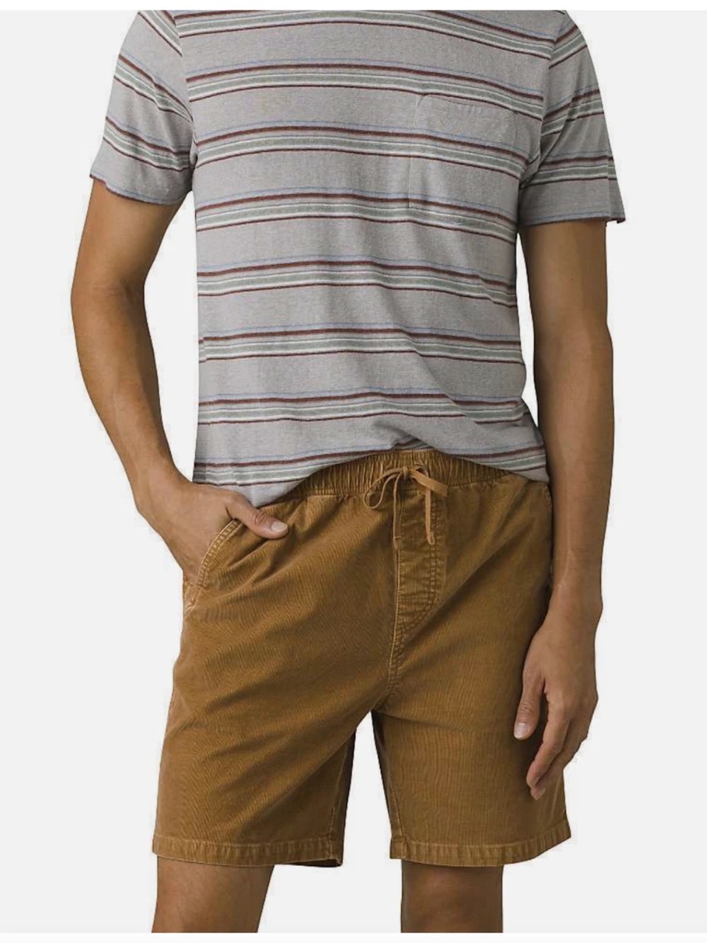 prAna Canyon Camp Shorts Men's XL Organic Cotton in Earthbound Tan Elastic Waist